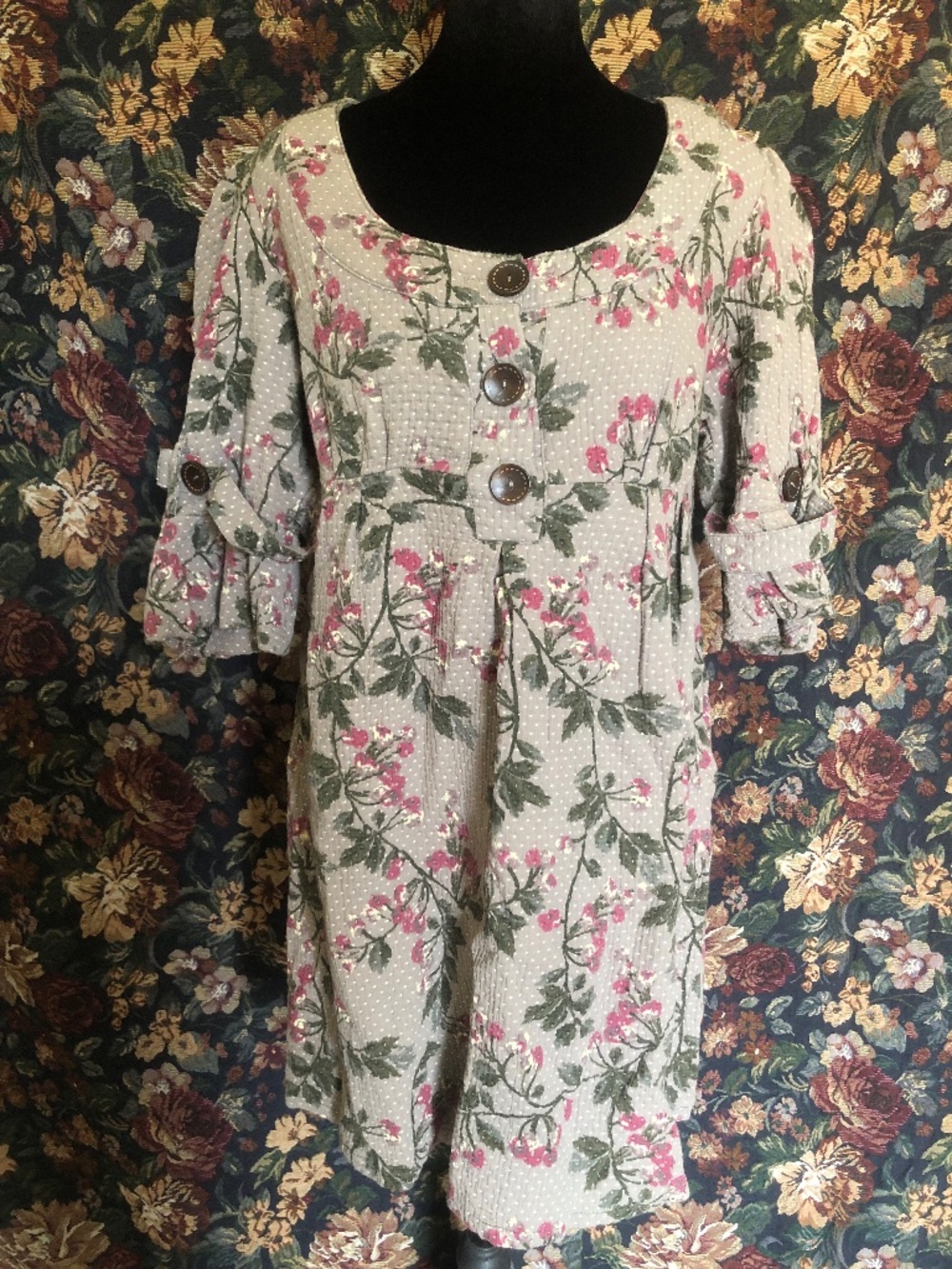 Charlotte Russe Vintage 2000s Floral Gauze Babydoll Tunic Dress Cottagecore - L